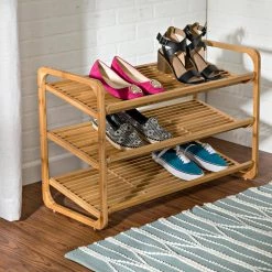 20 in. H 9-Pair Brown Bamboo Shoe Rack by Honey-Can-Do -Carnegy Avenue Sales bamboo honey can do shoe racks sho 01599 31 1000