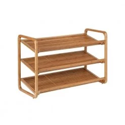 20 in. H 9-Pair Brown Bamboo Shoe Rack by Honey-Can-Do