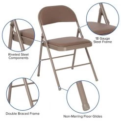 Beige Metal Seat Folding Chair by Carnegy Avenue -Carnegy Avenue Sales beige carnegy avenue folding chairs cga bd 225800 be hd 44 1000