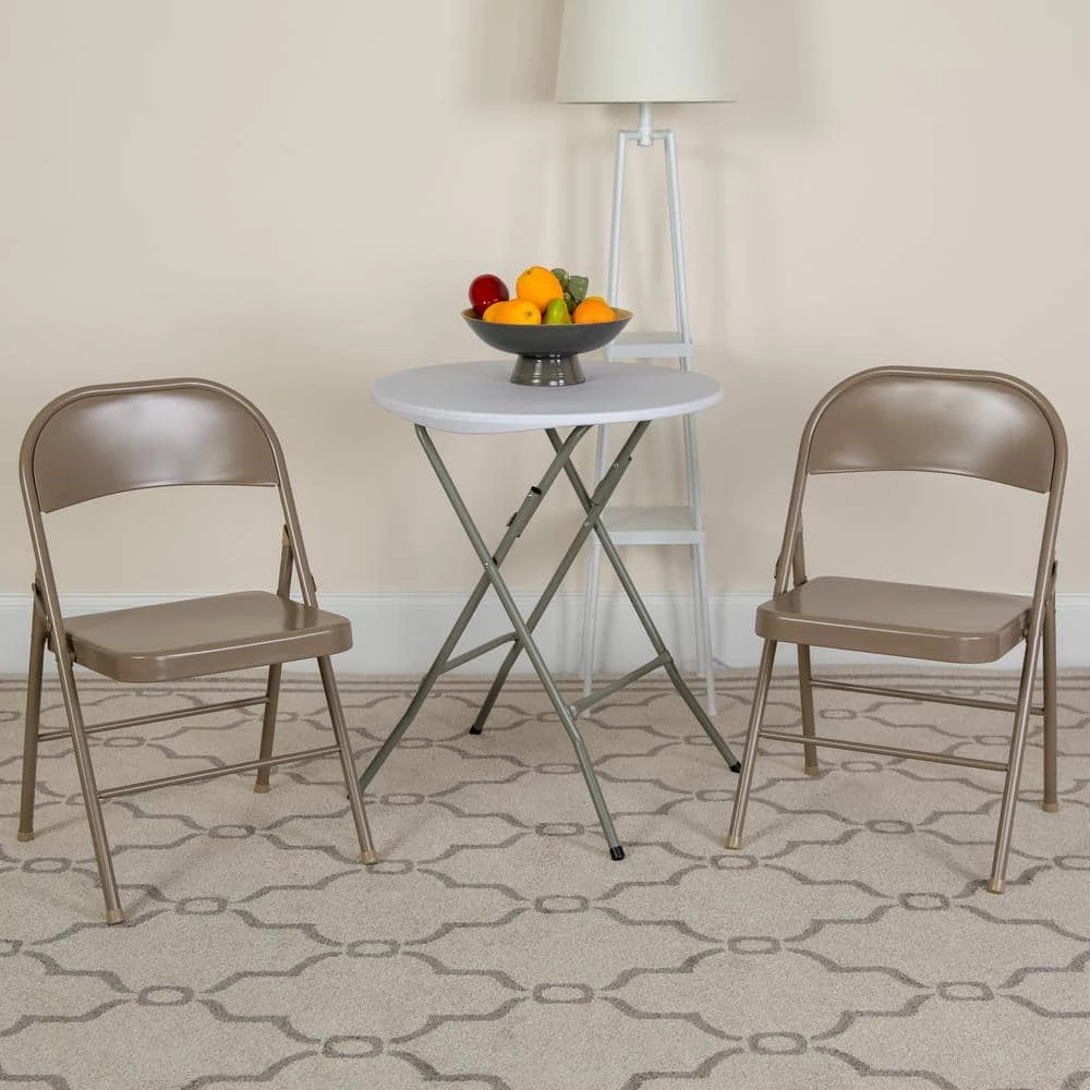 Beige Metal Folding Chair (4-Pack) by Carnegy Avenue 12 Beige Metal Folding Chair (4-Pack) by Carnegy Avenue - Image 10