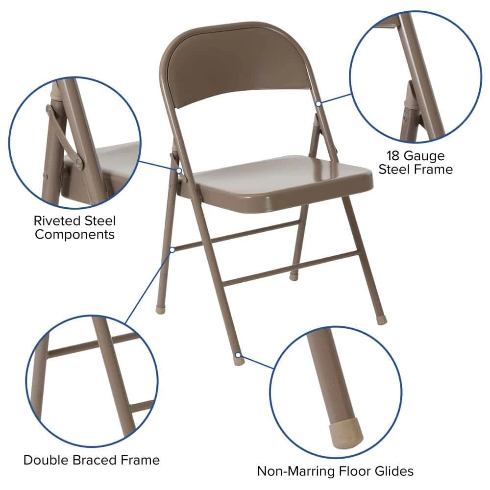 Beige Metal Folding Chair (4-Pack) by Carnegy Avenue 9 Beige Metal Folding Chair (4-Pack) by Carnegy Avenue - Image 7