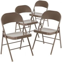 Beige Metal Folding Chair (4-Pack) by Carnegy Avenue