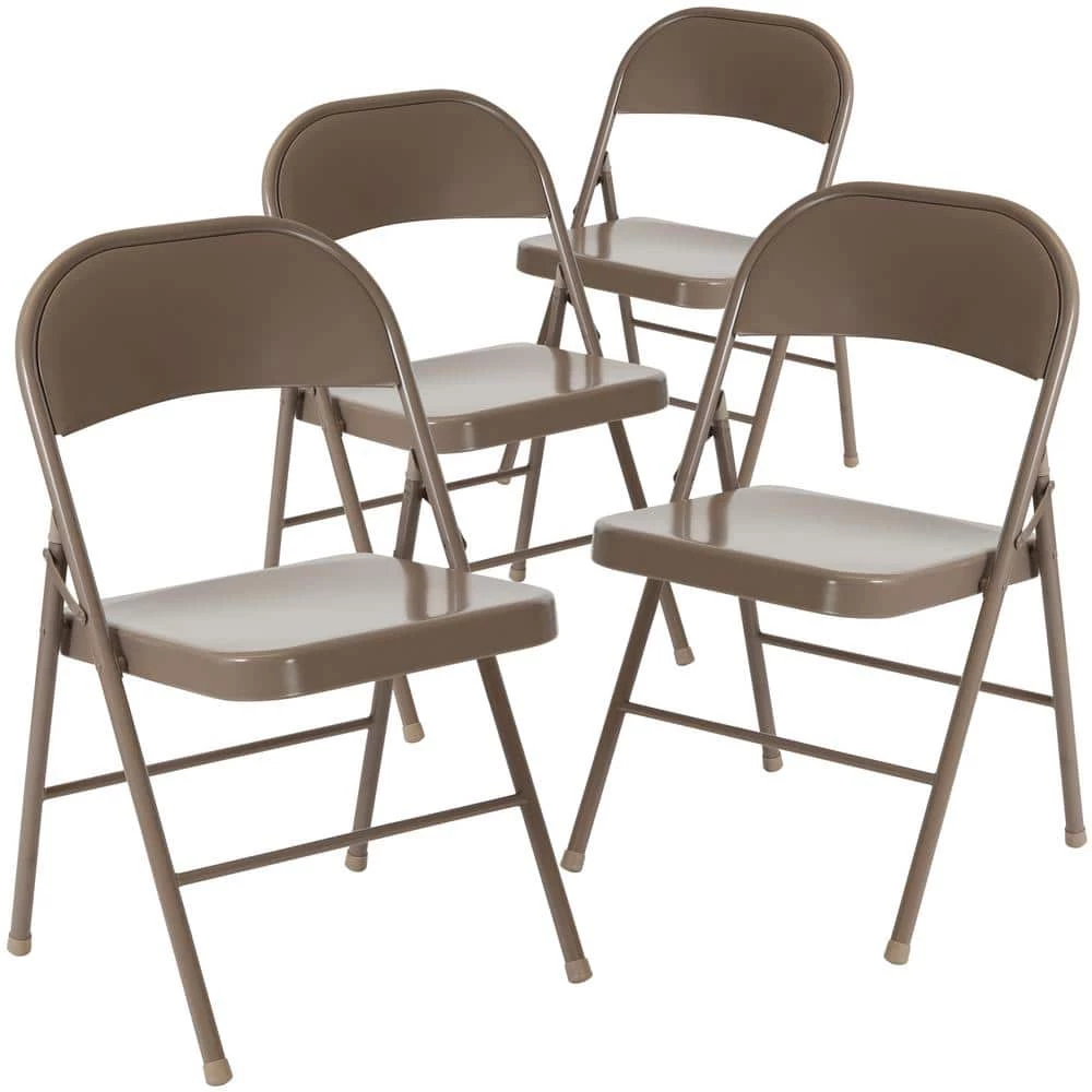 Beige Metal Folding Chair (4-Pack) by Carnegy Avenue 3 Beige Metal Folding Chair (4-Pack) by Carnegy Avenue