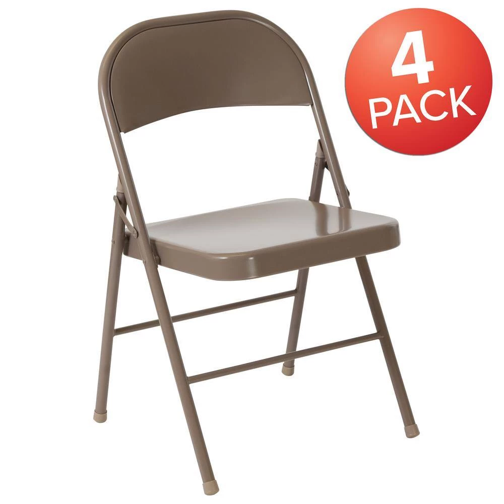 Beige Metal Folding Chair (4-Pack) by Carnegy Avenue 6 Beige Metal Folding Chair (4-Pack) by Carnegy Avenue - Image 4