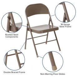 Beige Metal Folding Chair (2-Pack) by Carnegy Avenue -Carnegy Avenue Sales beige carnegy avenue folding chairs cga bd 275017 be hd 44 1000