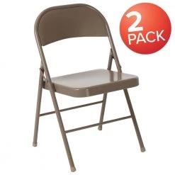 Beige Metal Folding Chair (2-Pack) by Carnegy Avenue -Carnegy Avenue Sales beige carnegy avenue folding chairs cga bd 275017 be hd c3 1000