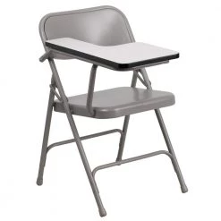 Beige Steel Right Arm Folding Chair by Carnegy Avenue