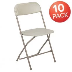 Beige Metal Folding Chair (Set of 10) by Carnegy Avenue
