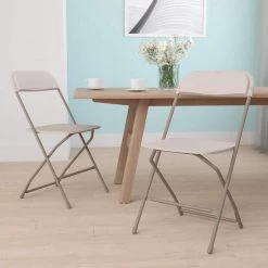 Beige Plastic Seat with Metal Frame Folding Chair (Set of 2) by Carnegy Avenue 21 Beige Plastic Seat with Metal Frame Folding Chair (Set of 2) by Carnegy Avenue -Carnegy Avenue Sales beige carnegy avenue folding chairs cga le 274396 be hd 31 1000