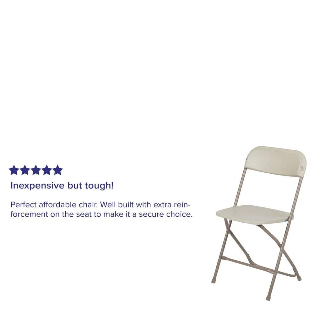 Beige Plastic Seat with Metal Frame Folding Chair (Set of 2) by Carnegy Avenue 11 Beige Plastic Seat with Metal Frame Folding Chair (Set of 2) by Carnegy Avenue - Image 9