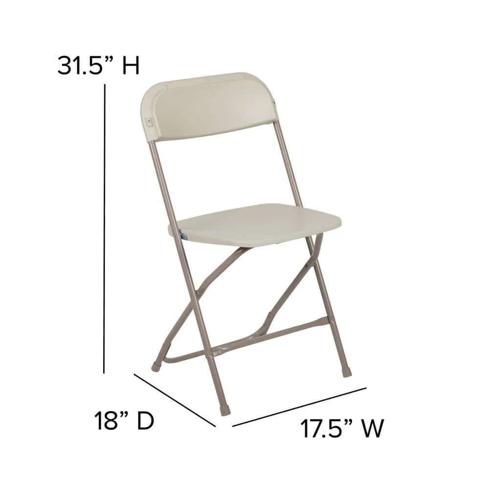 Beige Plastic Seat with Metal Frame Folding Chair (Set of 2) by Carnegy Avenue 10 Beige Plastic Seat with Metal Frame Folding Chair (Set of 2) by Carnegy Avenue - Image 8