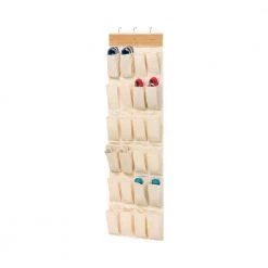 63.58 in. H 12-Pair Beige Canvas Hanging Shoe Organizer by Honey-Can-Do -Carnegy Avenue Sales beige honey can do hanging closet organizers sft 09269 c3 1000