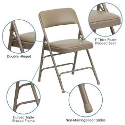 Beige Vinyl/Beige Frame Metal Folding Chair (2-Pack) by Carnegy Avenue 15 Beige Vinyl/Beige Frame Metal Folding Chair (2-Pack) by Carnegy Avenue -Carnegy Avenue Sales beige vinyl beige frame carnegy avenue folding chairs cga hf 211504 be hd 44 1000