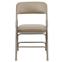 Beige Vinyl/Beige Frame Metal Folding Chair (2-Pack) by Carnegy Avenue