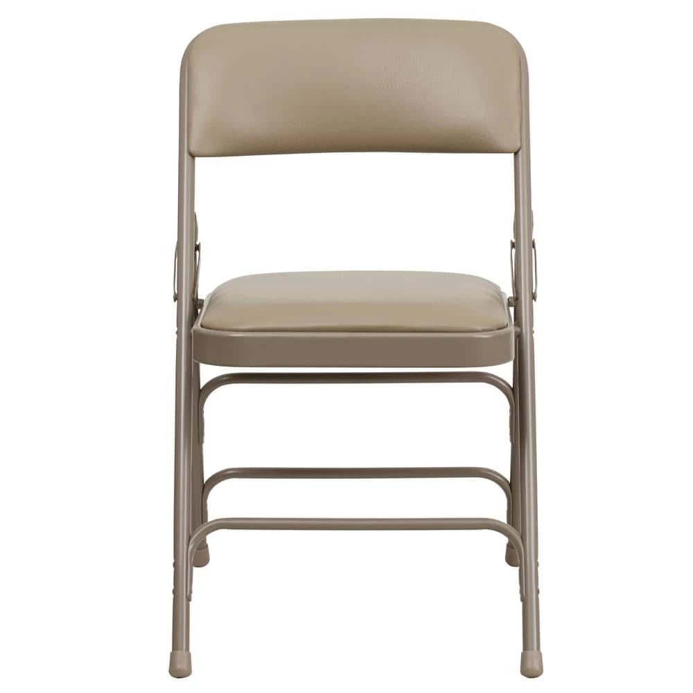 Beige Vinyl/Beige Frame Metal Folding Chair (2-Pack) by Carnegy Avenue 3 Beige Vinyl/Beige Frame Metal Folding Chair (2-Pack) by Carnegy Avenue