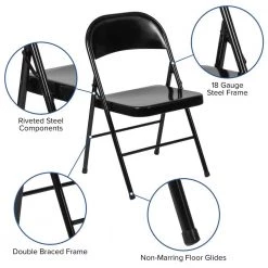 Black Metal Outdoor Safe Folding Chair by Carnegy Avenue -Carnegy Avenue Sales black carnegy avenue folding chairs cga bd 225798 bl hd 44 1000