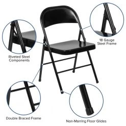 Black Metal Folding Chair (4-Pack) by Carnegy Avenue -Carnegy Avenue Sales black carnegy avenue folding chairs cga bd 228592 bl hd 44 1000