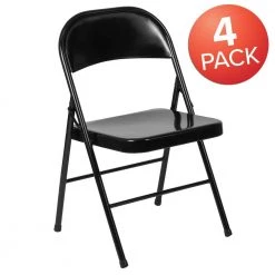 Black Metal Folding Chair (4-Pack) by Carnegy Avenue -Carnegy Avenue Sales black carnegy avenue folding chairs cga bd 228592 bl hd c3 1000
