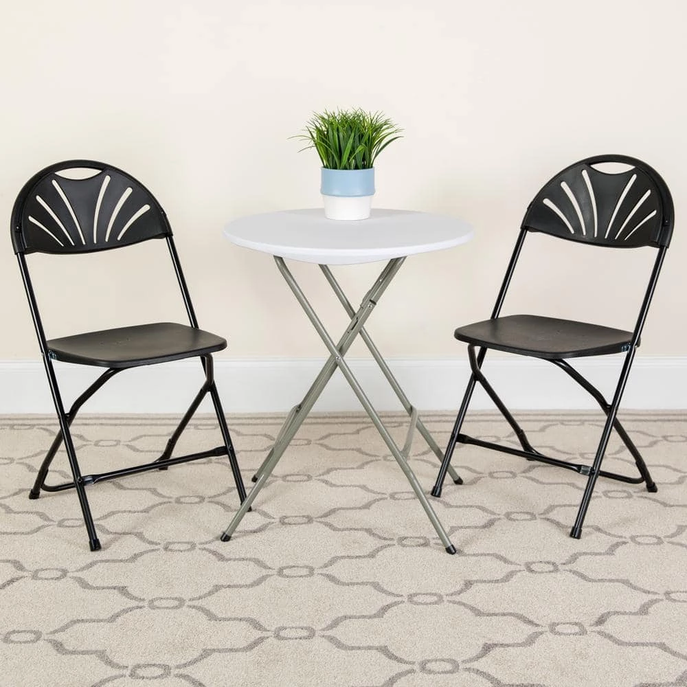Black Plastic Seat with Metal Frame Folding Chair (Set of 2) by Carnegy Avenue 8 Black Plastic Seat with Metal Frame Folding Chair (Set of 2) by Carnegy Avenue - Image 6