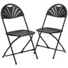 Black Plastic Seat with Metal Frame Folding Chair (Set of 2) by Carnegy Avenue