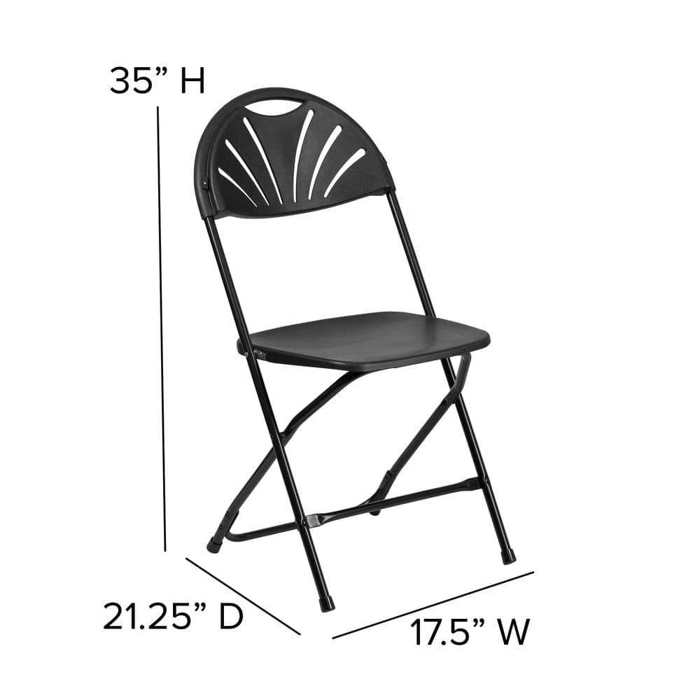 Black Plastic Seat with Metal Frame Folding Chair (Set of 2) by Carnegy Avenue 7 Black Plastic Seat with Metal Frame Folding Chair (Set of 2) by Carnegy Avenue - Image 5
