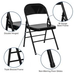 Black Metal Folding Chair (2-Pack) by Carnegy Avenue -Carnegy Avenue Sales black carnegy avenue folding chairs cga rb 275031 bl hd 44 1000