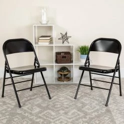 Black Metal Folding Chair (2-Pack) by Carnegy Avenue -Carnegy Avenue Sales black carnegy avenue folding chairs cga rb 275031 bl hd 76 1000