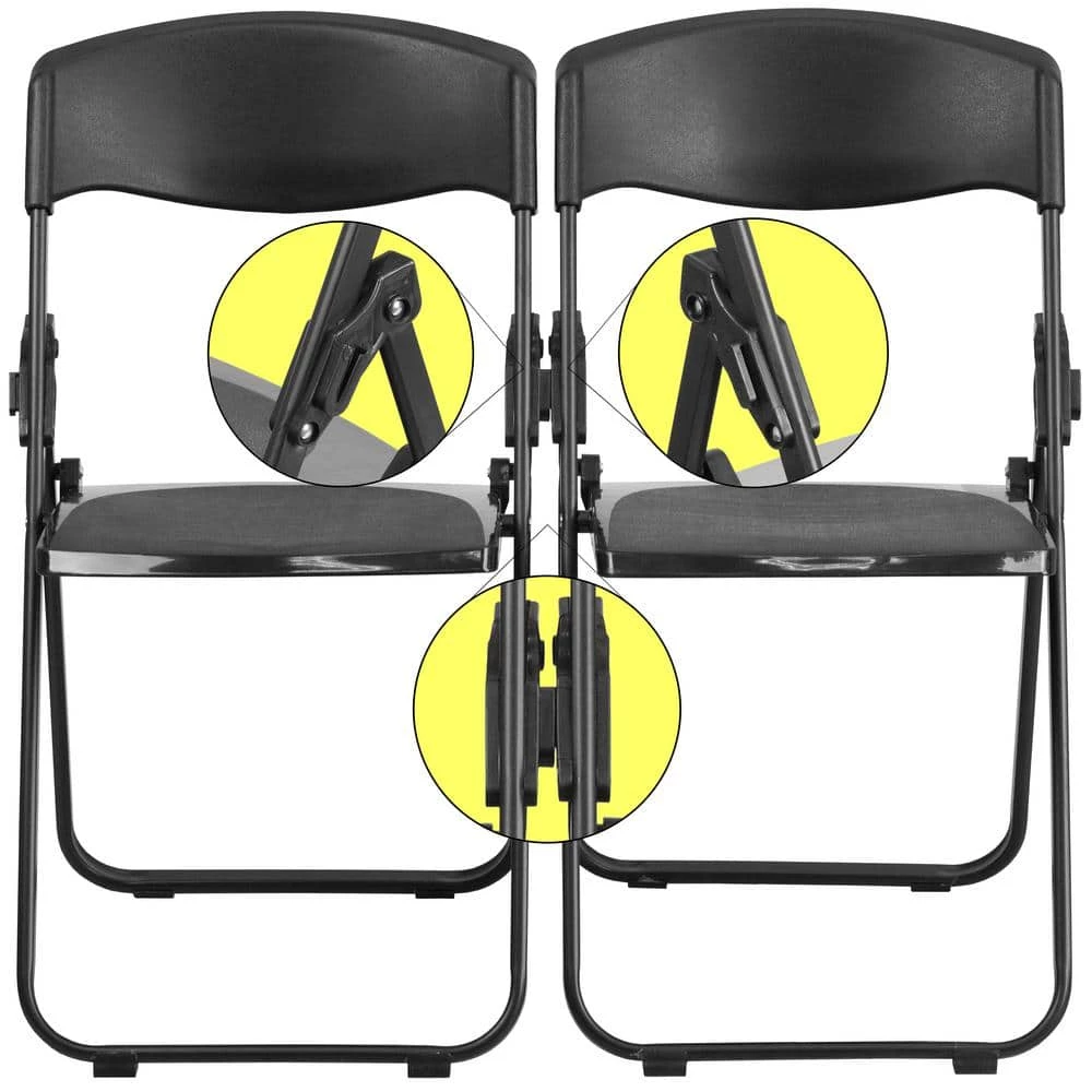 Black Plastic Seat with Metal Frame Folding Chair (Set of 2) by Carnegy Avenue 8 Black Plastic Seat with Metal Frame Folding Chair (Set of 2) by Carnegy Avenue - Image 6
