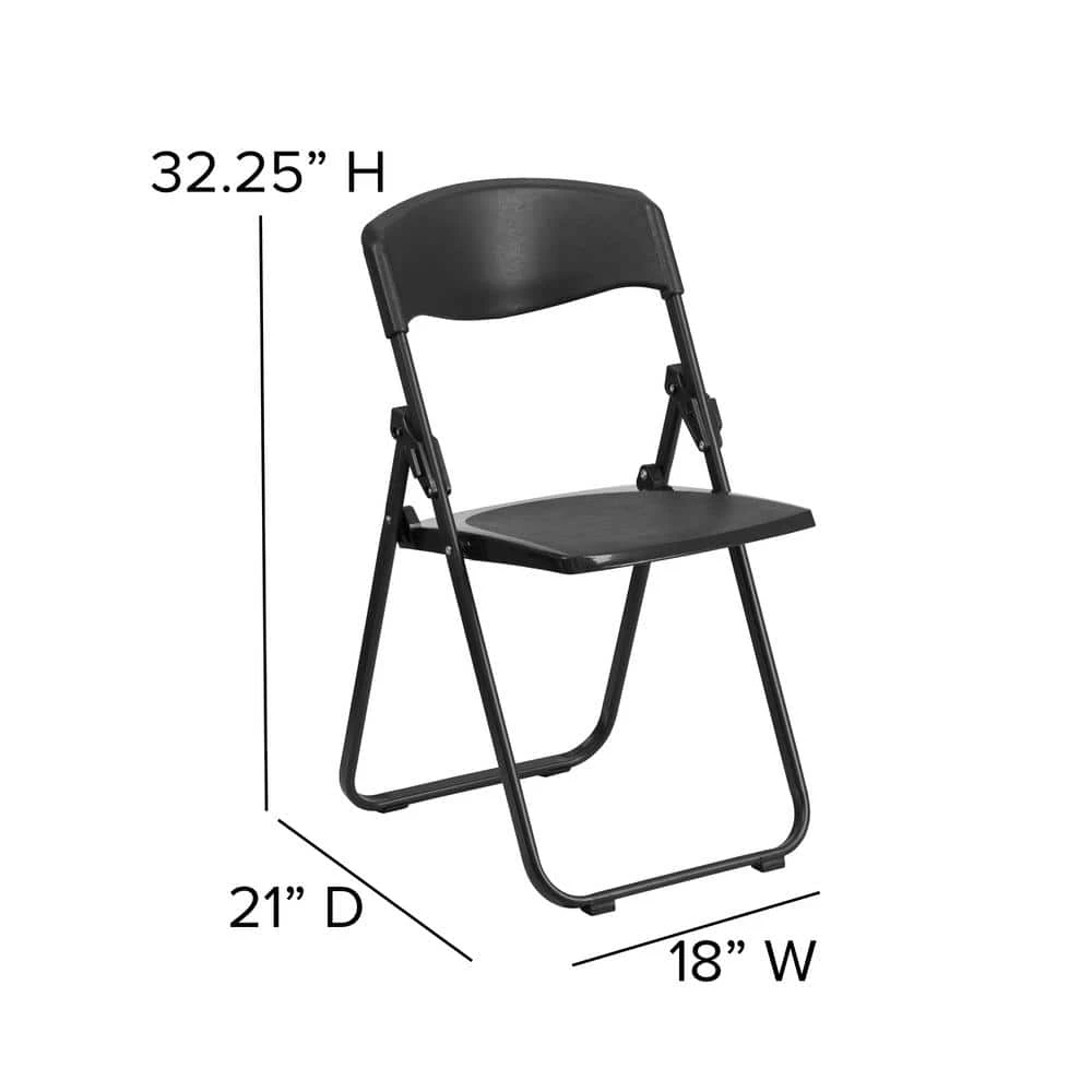 Black Plastic Seat with Metal Frame Folding Chair (Set of 2) by Carnegy Avenue 10 Black Plastic Seat with Metal Frame Folding Chair (Set of 2) by Carnegy Avenue - Image 8