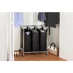 Triple Sorter with Easy Load by Honey-Can-Do -Carnegy Avenue Sales black chrome honey can do laundry sorters srt 08186 31 1000