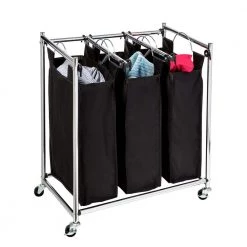 Triple Sorter with Easy Load by Honey-Can-Do -Carnegy Avenue Sales black chrome honey can do laundry sorters srt 08186 fa 1000