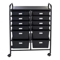Steel Rolling 12-Drawer Cart in Black by Honey-Can-Do 14 Steel Rolling 12-Drawer Cart in Black by Honey-Can-Do -Carnegy Avenue Sales black honey can do craft storage crt 08653 44 1000