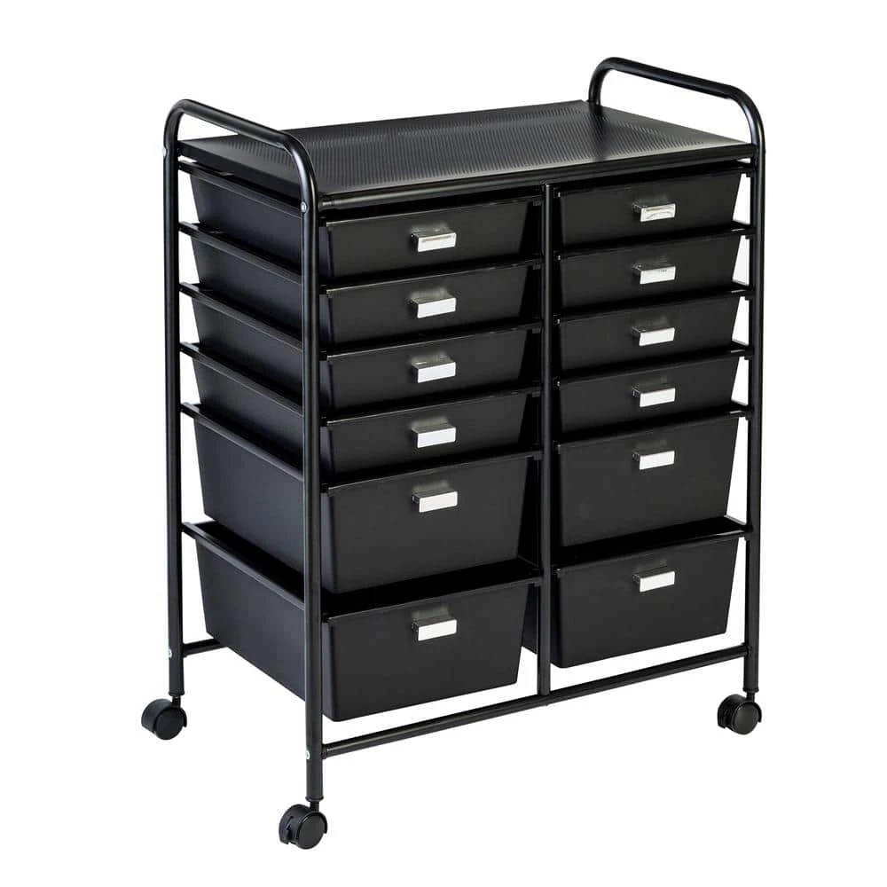 Steel Rolling 12-Drawer Cart in Black by Honey-Can-Do 3 Steel Rolling 12-Drawer Cart in Black by Honey-Can-Do