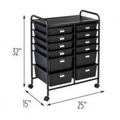 Steel Rolling 12-Drawer Cart in Black by Honey-Can-Do 16 Steel Rolling 12-Drawer Cart in Black by Honey-Can-Do -Carnegy Avenue Sales black honey can do craft storage crt 08653 76 1000
