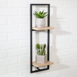 4.9 in. D x 7.99 in. W x 23.62 in. H in Black Matte Steel Floating Vertical 2-Tier Decorative Wall Shelf by Honey-Can-Do -Carnegy Avenue Sales black honey can do decorative shelving shf 08572 31 1000