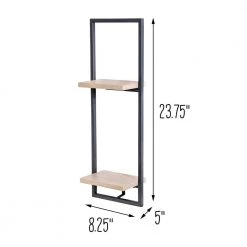 4.9 in. D x 7.99 in. W x 23.62 in. H in Black Matte Steel Floating Vertical 2-Tier Decorative Wall Shelf by Honey-Can-Do -Carnegy Avenue Sales black honey can do decorative shelving shf 08572 4f 1000