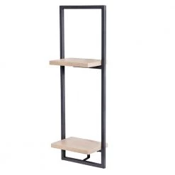 4.9 in. D x 7.99 in. W x 23.62 in. H in Black Matte Steel Floating Vertical 2-Tier Decorative Wall Shelf by Honey-Can-Do