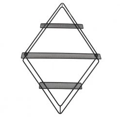 5 in. D x 17.5 in. W x 23.6 in. H Black Steel 3-Tier Floating Diamond Decorative Wall Shelf by Honey-Can-Do -Carnegy Avenue Sales black honey can do decorative shelving shf 09349 4f 1000