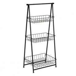 11.8 in. W x 35.8 in. H x 17.3 in. D Black Steel Fold-Able 3-Tier Entry Shelving Unit by Honey-Can-Do