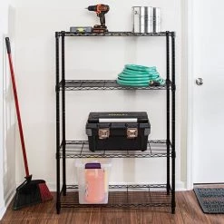 Black 4-Tier Adjustable Garage Storage Shelving Unit (36 in. W x 54 in. H x 14 in. D) by Honey-Can-Do -Carnegy Avenue Sales black honey can do freestanding shelving units shf 09438 31 1000