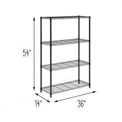Black 4-Tier Adjustable Garage Storage Shelving Unit (36 in. W x 54 in. H x 14 in. D) by Honey-Can-Do -Carnegy Avenue Sales black honey can do freestanding shelving units shf 09438 4f 1000