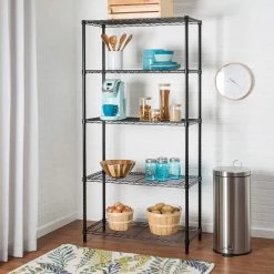 Black 5-Tier Heavy Duty Steel Garage Storage Shelving Unit (36 in. W x 72 in. H x 16 in. D) by Honey-Can-Do -Carnegy Avenue Sales black honey can do freestanding shelving units shf 09627 31 1000