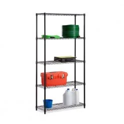 Black 5-Tier Heavy Duty Steel Garage Storage Shelving Unit (36 in. W x 72 in. H x 16 in. D) by Honey-Can-Do -Carnegy Avenue Sales black honey can do freestanding shelving units shf 09627 76 1000