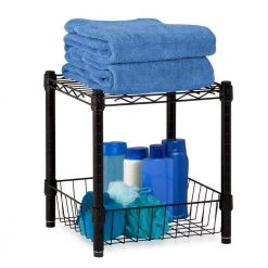 Black 2-Tier Small Wire Steel Garage Storage Shelving Unit (15 in. W x 16 in. H x 14 in. D) by Honey-Can-Do -Carnegy Avenue Sales black honey can do freestanding shelving units shf 09628 31 1000