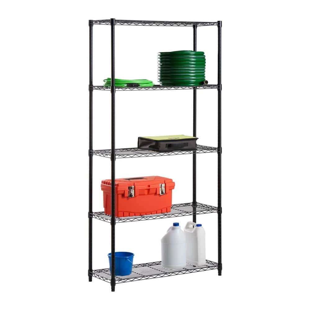 Black 5-Tier Steel Garage Storage Shelving Unit (36 in. W x 72 in. H x 18 in. D) by Honey-Can-Do 8 Black 5-Tier Steel Garage Storage Shelving Unit (36 in. W x 72 in. H x 18 in. D) by Honey-Can-Do - Image 6