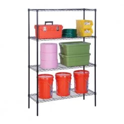 Black Heavy Duty 4-Tier Steel Shelving Unit (48 in. W x 72 in. H x 18 in. D) by Honey-Can-Do 10 Black Heavy Duty 4-Tier Steel Shelving Unit (48 in. W x 72 in. H x 18 in. D) by Honey-Can-Do -Carnegy Avenue Sales black honey can do freestanding shelving units shf 09688 1f 1000