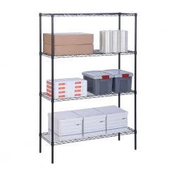 Black Heavy Duty 4-Tier Steel Shelving Unit (48 in. W x 72 in. H x 18 in. D) by Honey-Can-Do 9 Black Heavy Duty 4-Tier Steel Shelving Unit (48 in. W x 72 in. H x 18 in. D) by Honey-Can-Do -Carnegy Avenue Sales black honey can do freestanding shelving units shf 09688 4f 1000