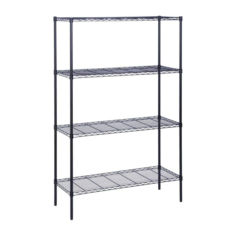 Black Heavy Duty 4-Tier Steel Shelving Unit (48 in. W x 72 in. H x 18 in. D) by Honey-Can-Do 3 Black Heavy Duty 4-Tier Steel Shelving Unit (48 in. W x 72 in. H x 18 in. D) by Honey-Can-Do