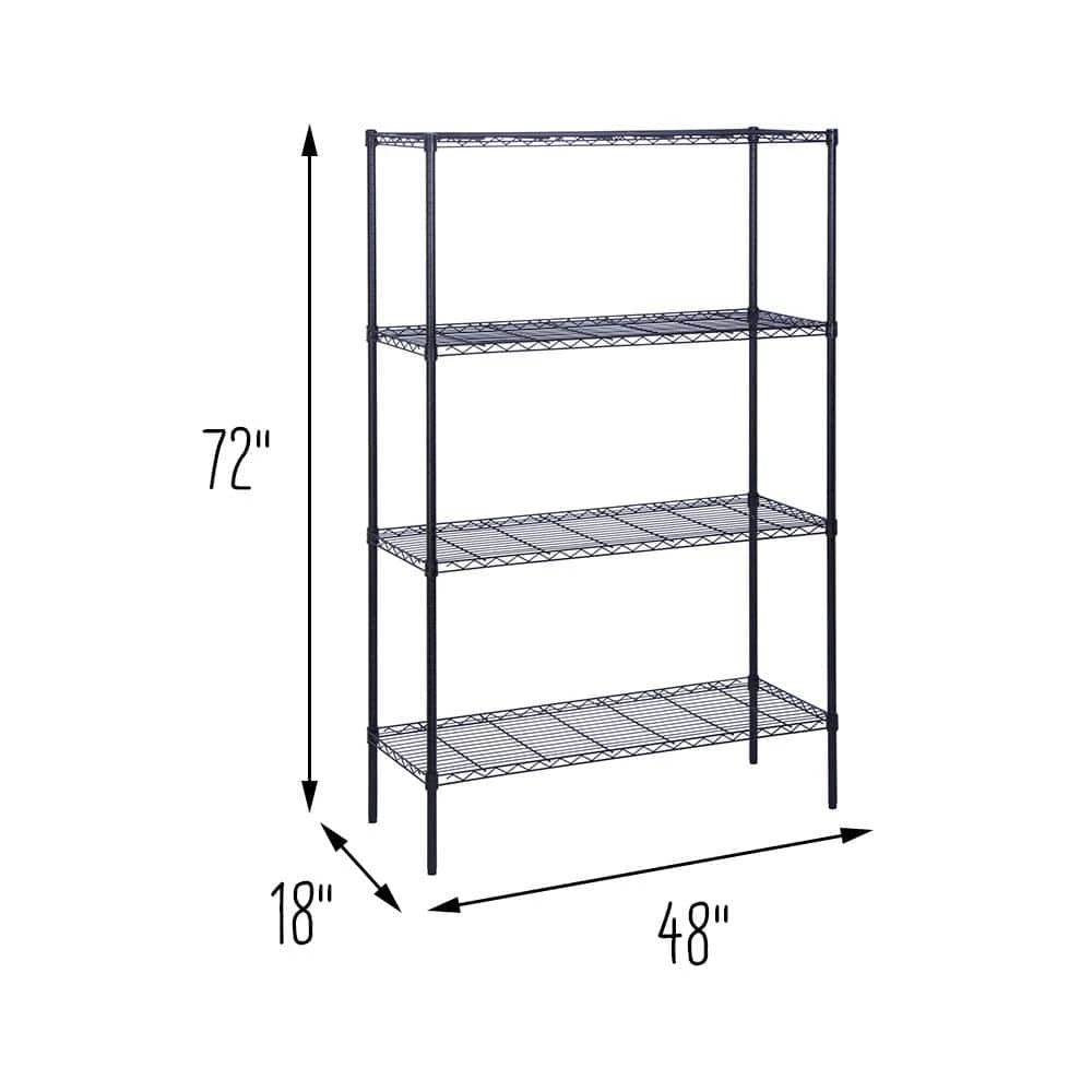 Black Heavy Duty 4-Tier Steel Shelving Unit (48 in. W x 72 in. H x 18 in. D) by Honey-Can-Do 4 Black Heavy Duty 4-Tier Steel Shelving Unit (48 in. W x 72 in. H x 18 in. D) by Honey-Can-Do - Image 2