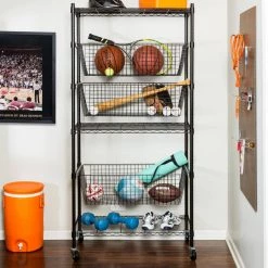 Black Steel Sport Storage Organizer by Honey-Can-Do 16 Black Steel Sport Storage Organizer by Honey-Can-Do -Carnegy Avenue Sales black honey can do garage sports organizers shf 08200 76 1000